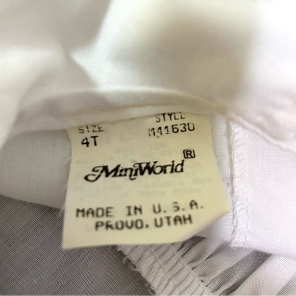 Girl’s Vintage MiniWorld Floral Polka Dot Pinafore Dress 4T Party Ruffle - Picture 12 of 12